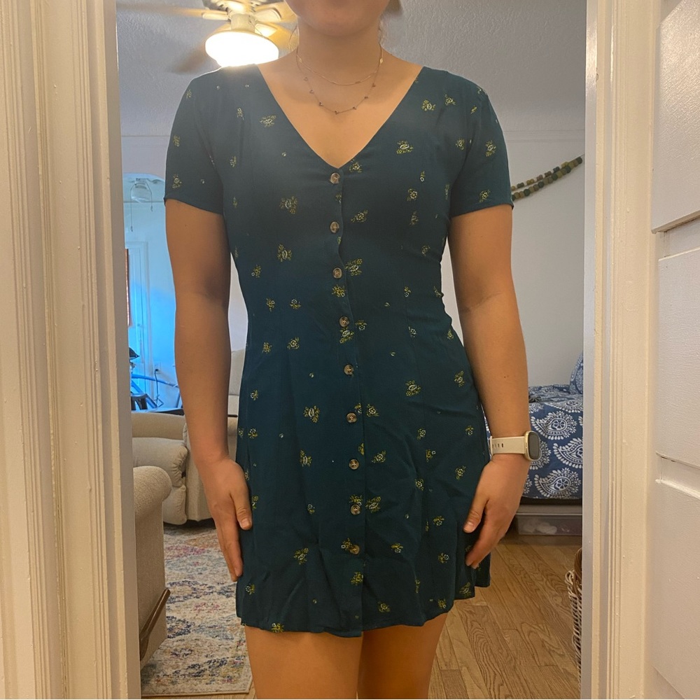 Blue with yellow flowers spring dress